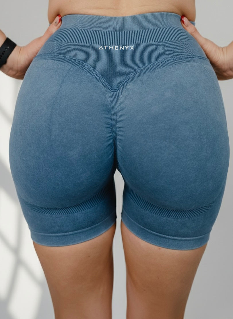 ATHENYX ATHENA Scrunch Bum Shorts - High Waist - Blue